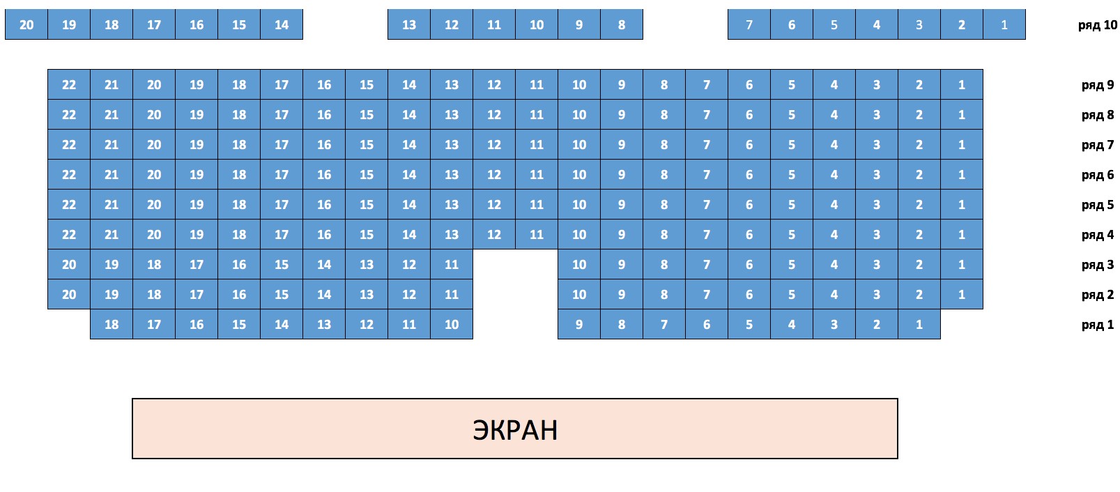 Зал кинотеатра план